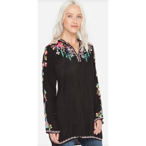 S Johnny Was Black Embroidered Vanessa Tunic Blouse NWT - Picture 1 of 7